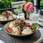homemade ice cream melted chocolate