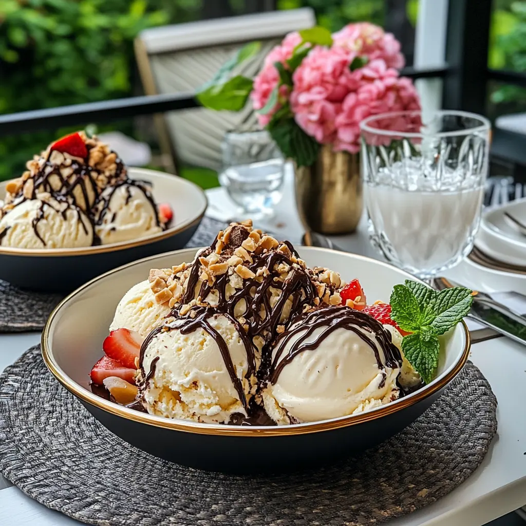 homemade ice cream melted chocolate