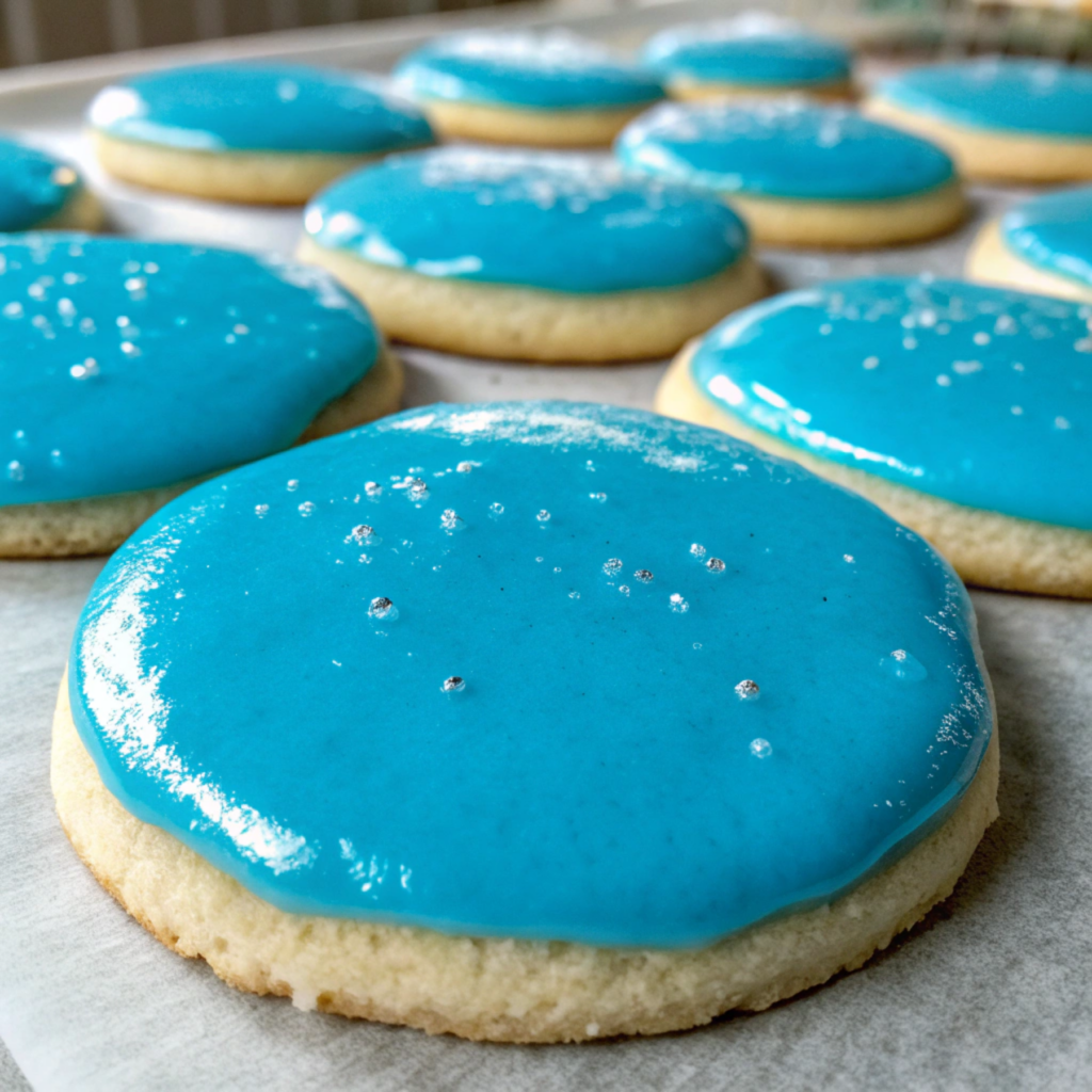 Blue Bubblegum Glazed Sugar Cookies