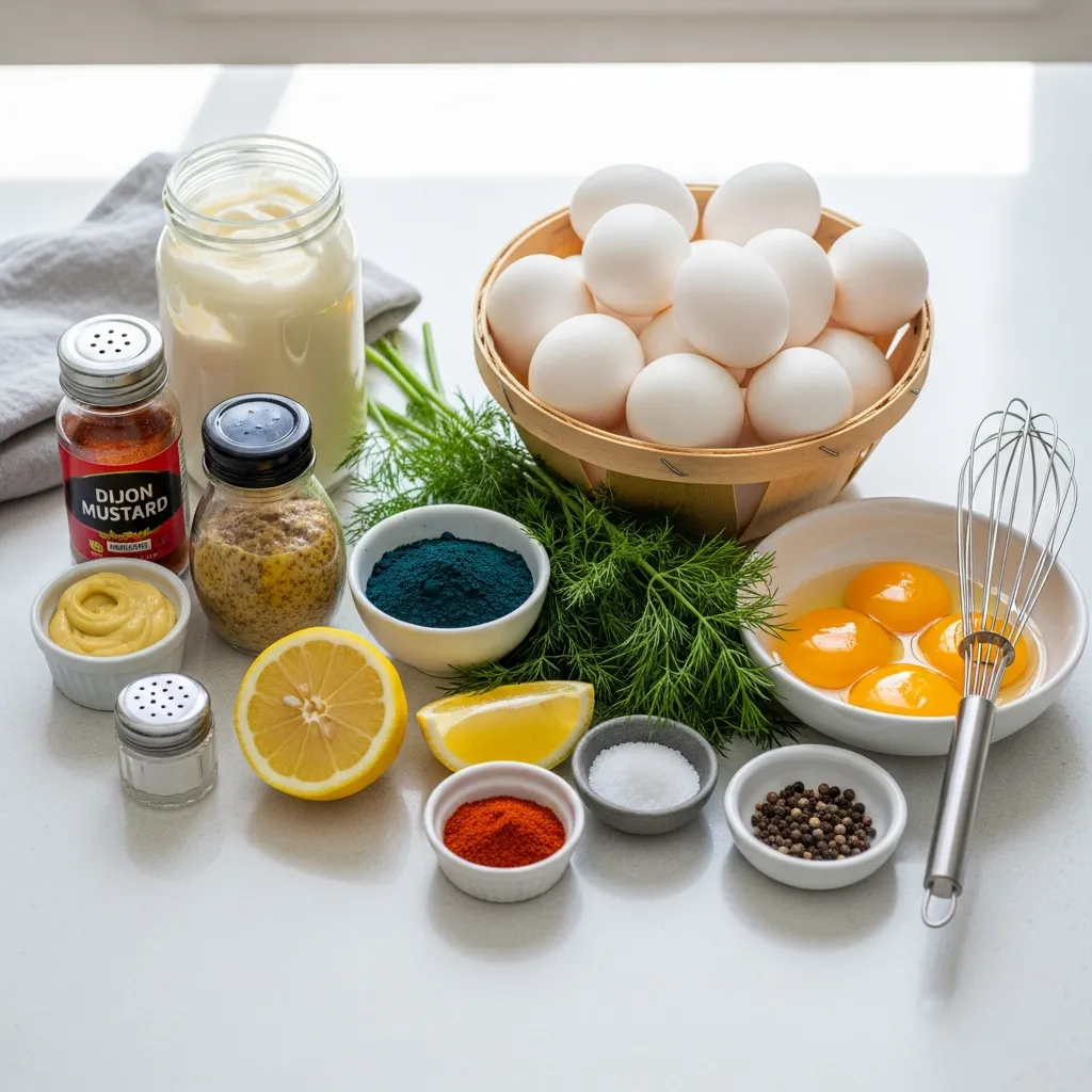 Ingredients for Glacier Blue Deviled Eggs