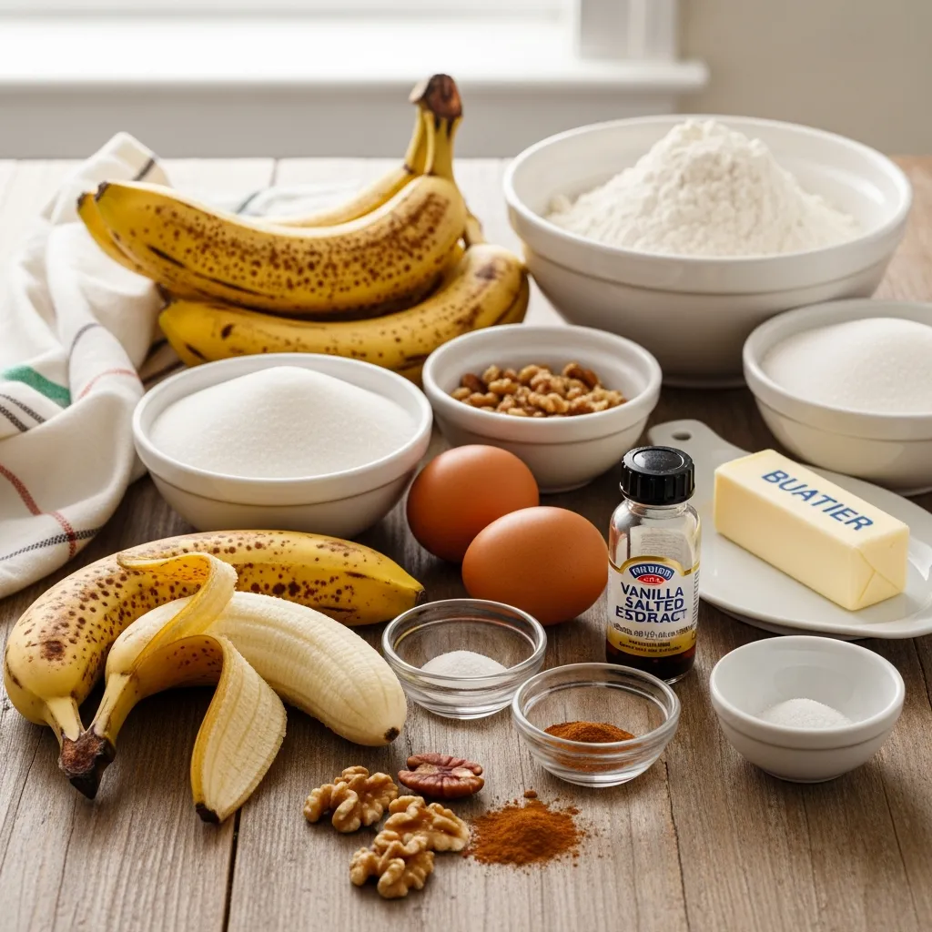 Ingredients for Classic Moist Banana Bread recipe