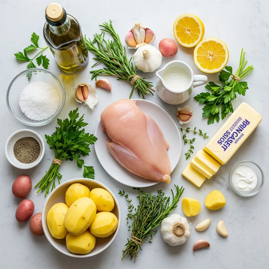 Ingredients for Garlic Herb Chicken with Mashed Potatoes