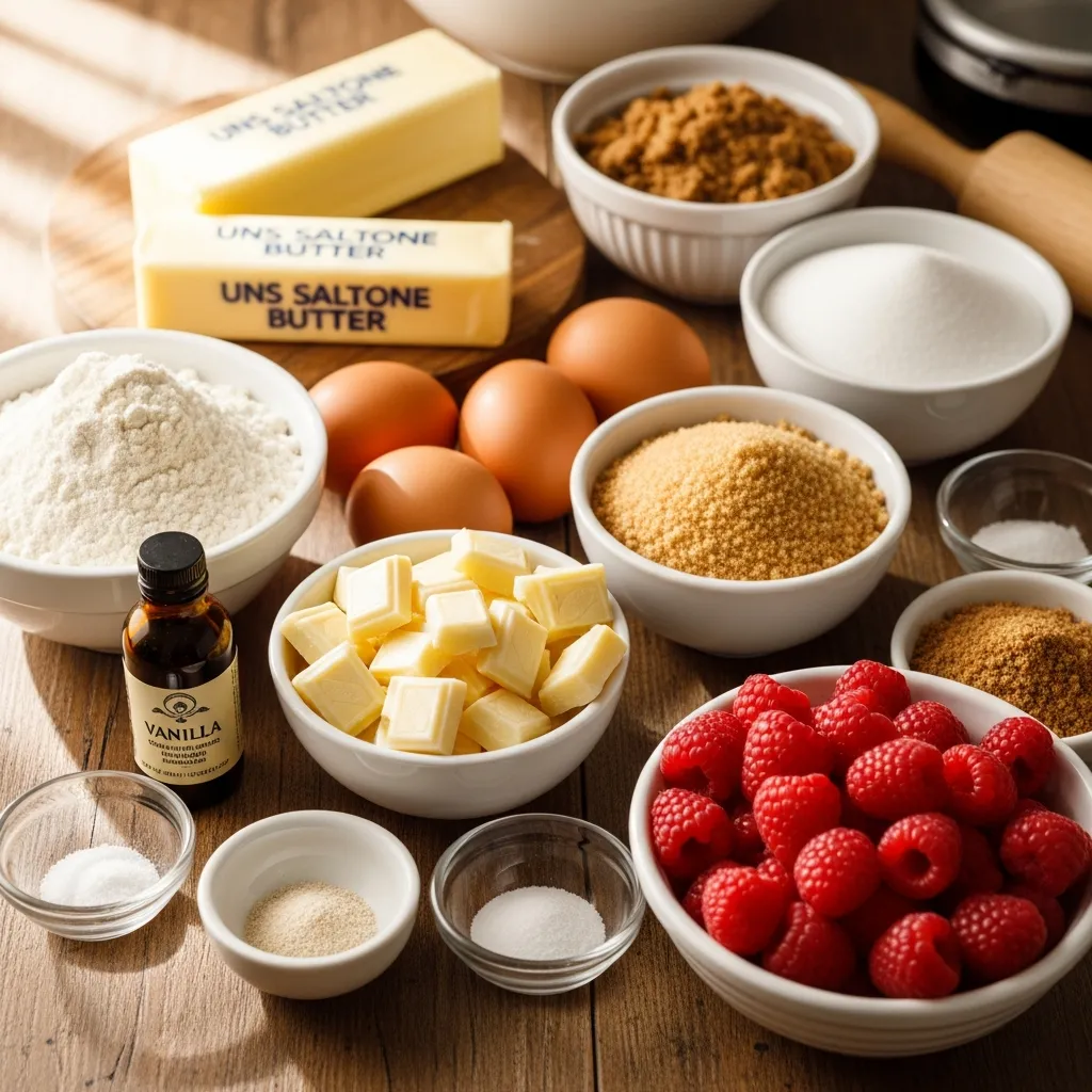 Ingredients for White Chocolate Raspberry Cookies