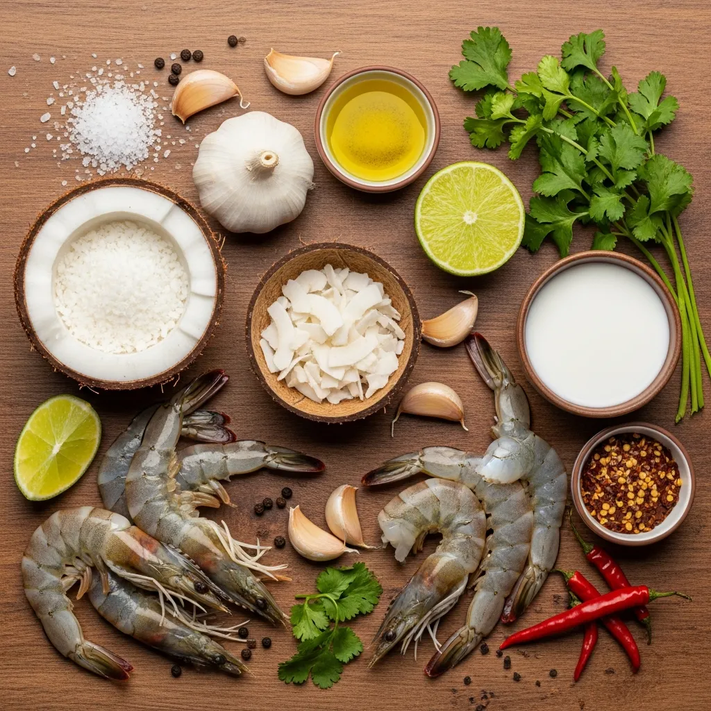 Ingredients for Garlic Coconut Shrimp
