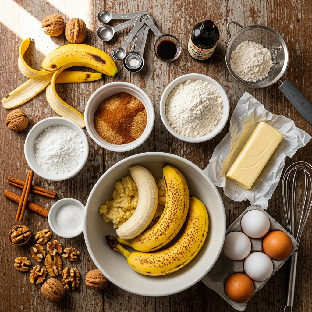 Ingredients for Homemade Cinnamon Swirl Banana Bread