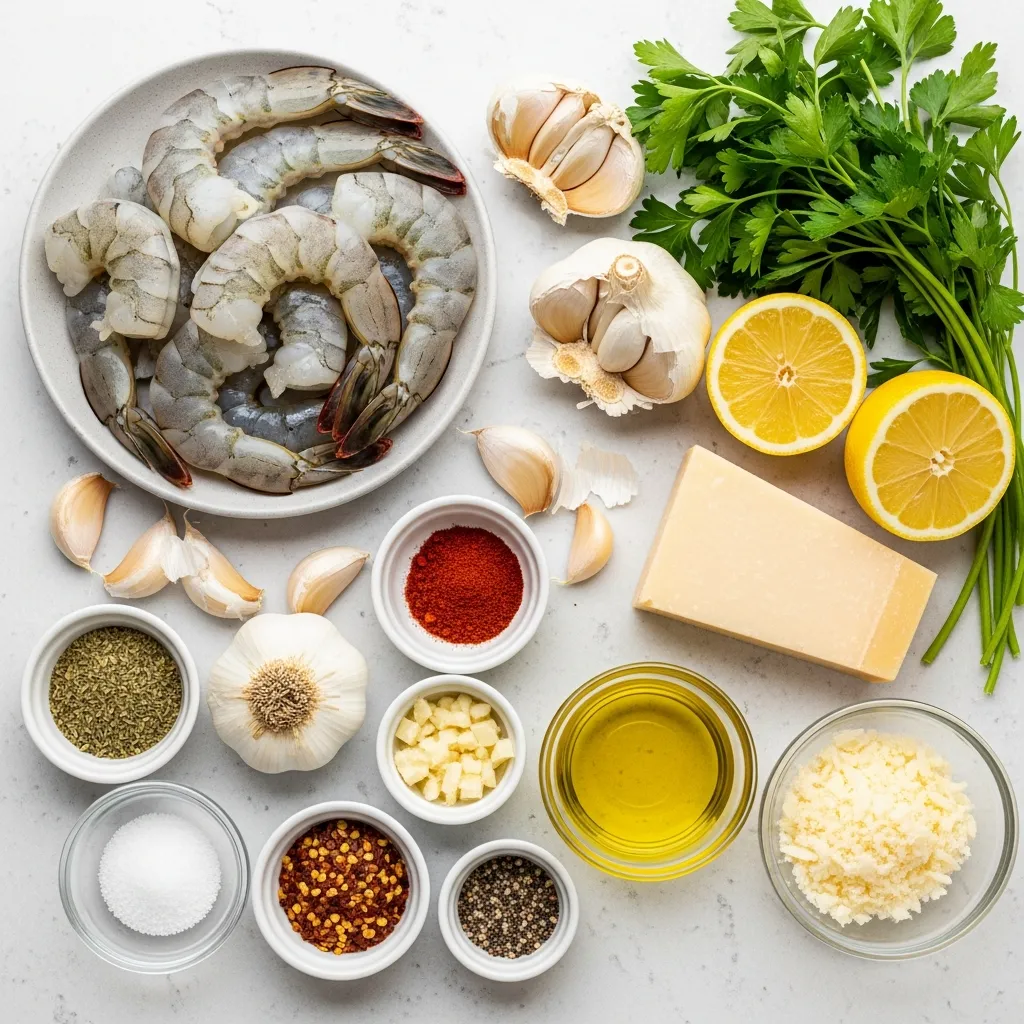 Ingredients for Air Fryer Garlic Parmesan Shrimp Delight