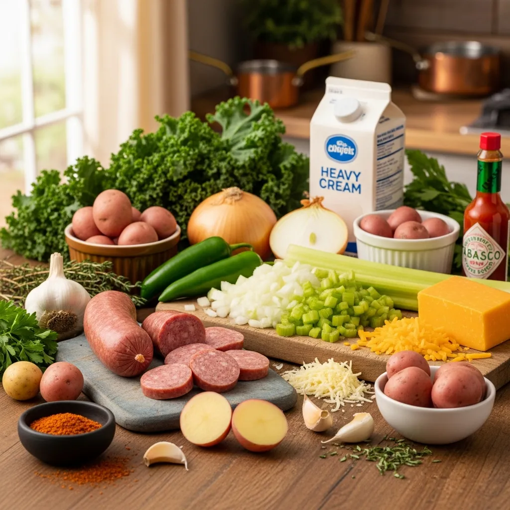 Ingredients for Creamy Cajun Potato Soup for Cozy Nights