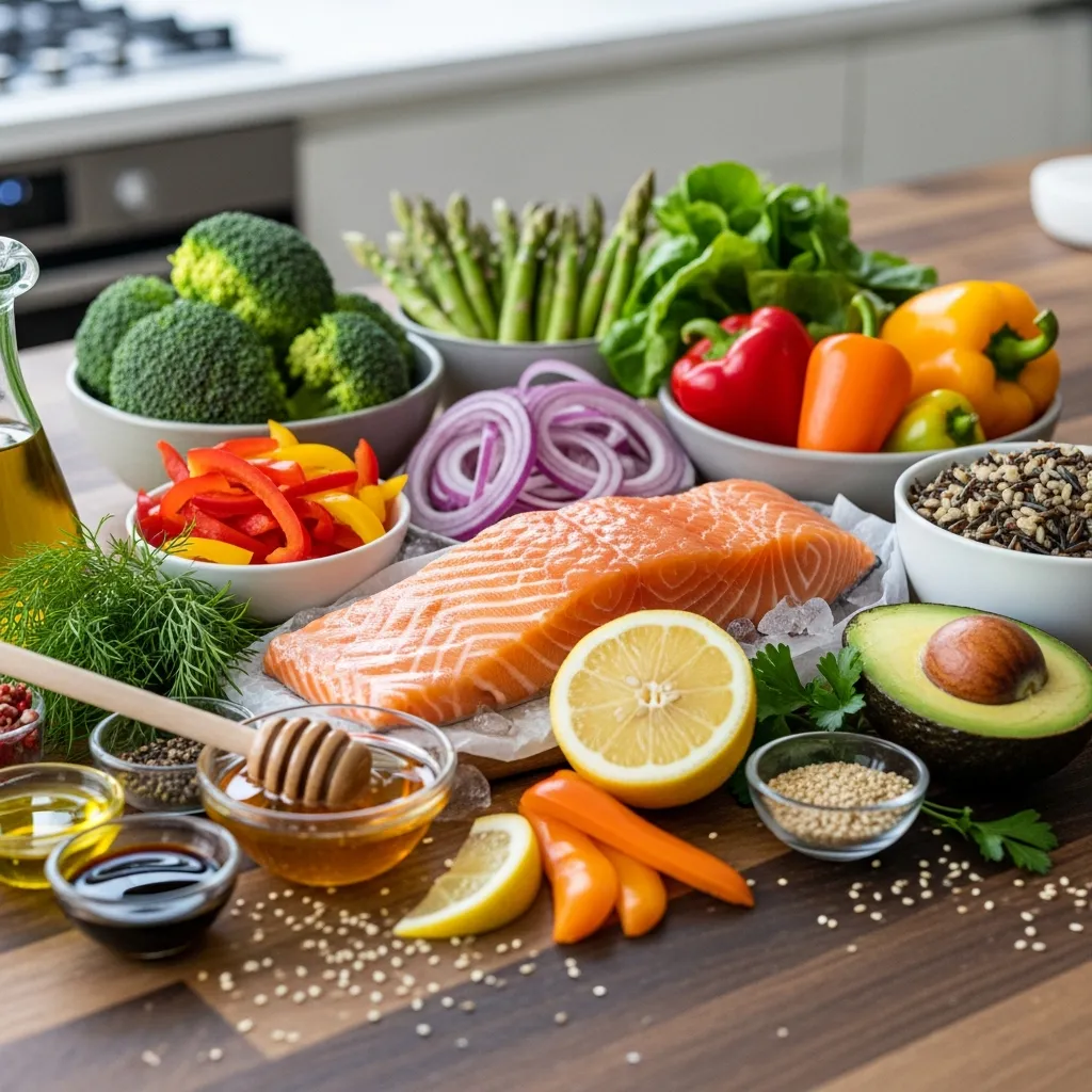 Ingredients for Honey Glazed Salmon Bowl