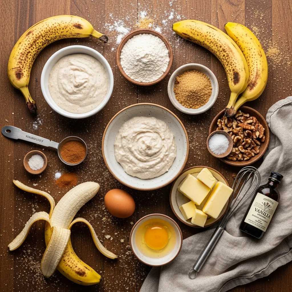 Ingredients for Moist Sourdough Banana Bread