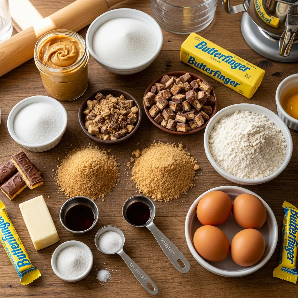 Ingredients for Peanut Butter Butterfinger Cookies