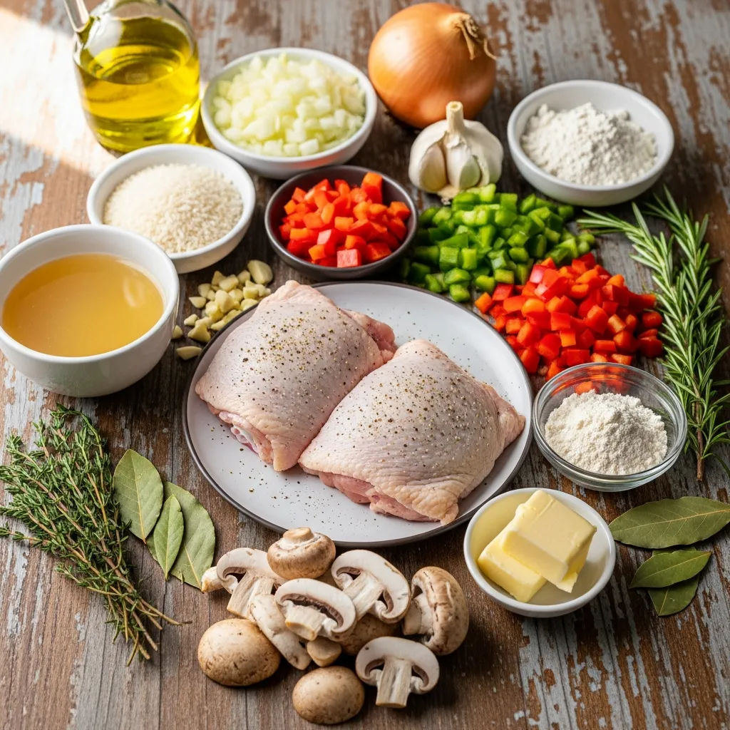 Ingredients for Best Smothered Chicken and Rice