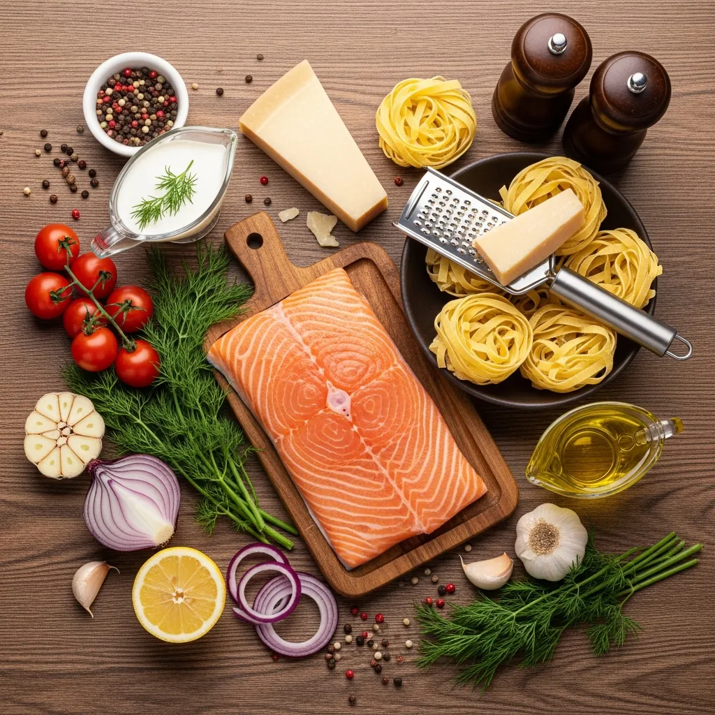Ingredients for Creamy Salmon Pasta