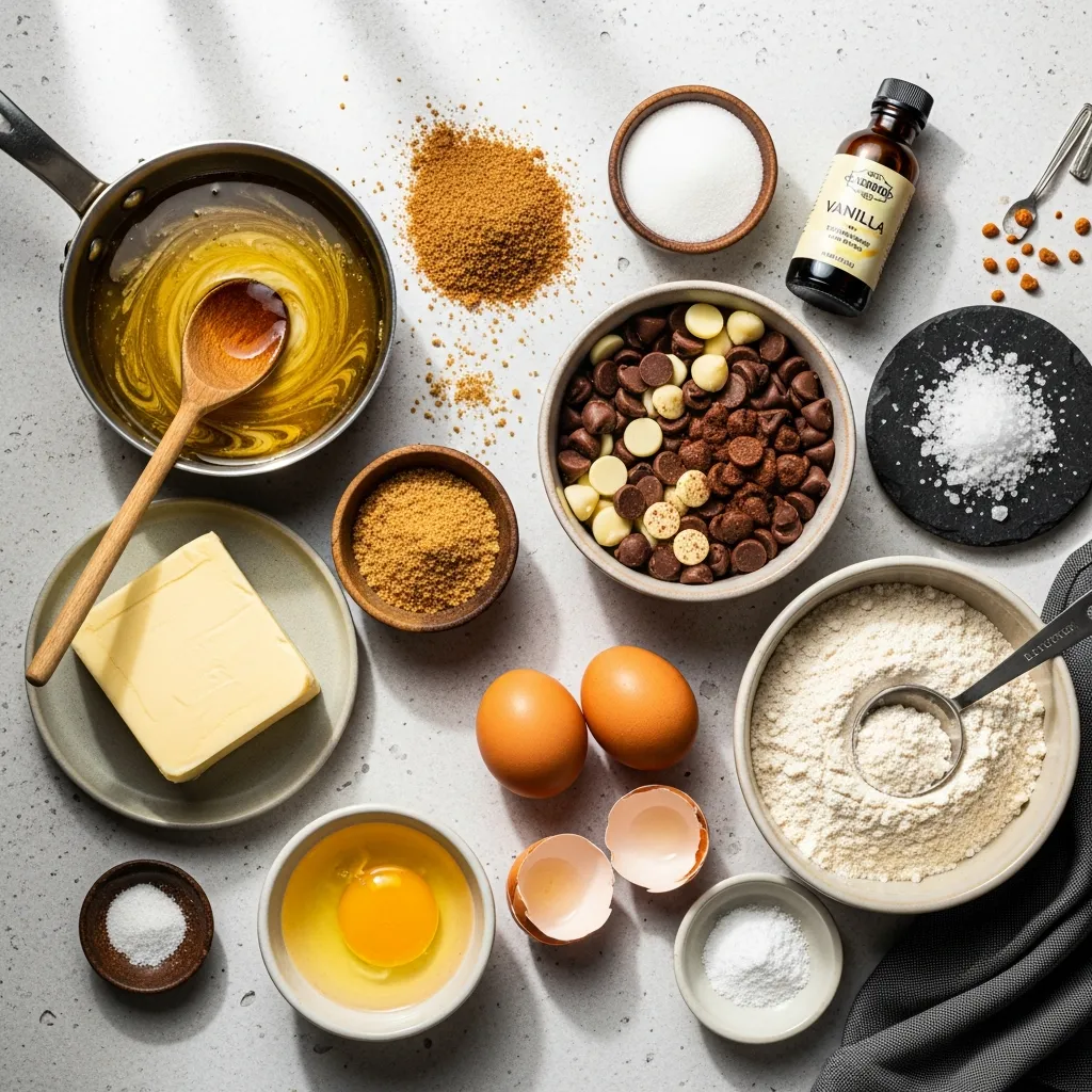 Ingredients for Brown Butter Sea Salt Chocolate Chip Cookies