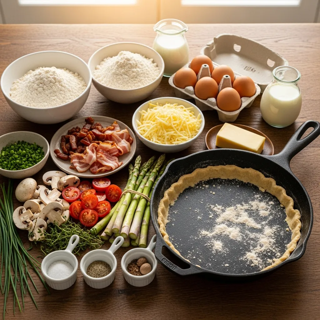 Ingredients for Savory Quiche with Sourdough Discard Crust