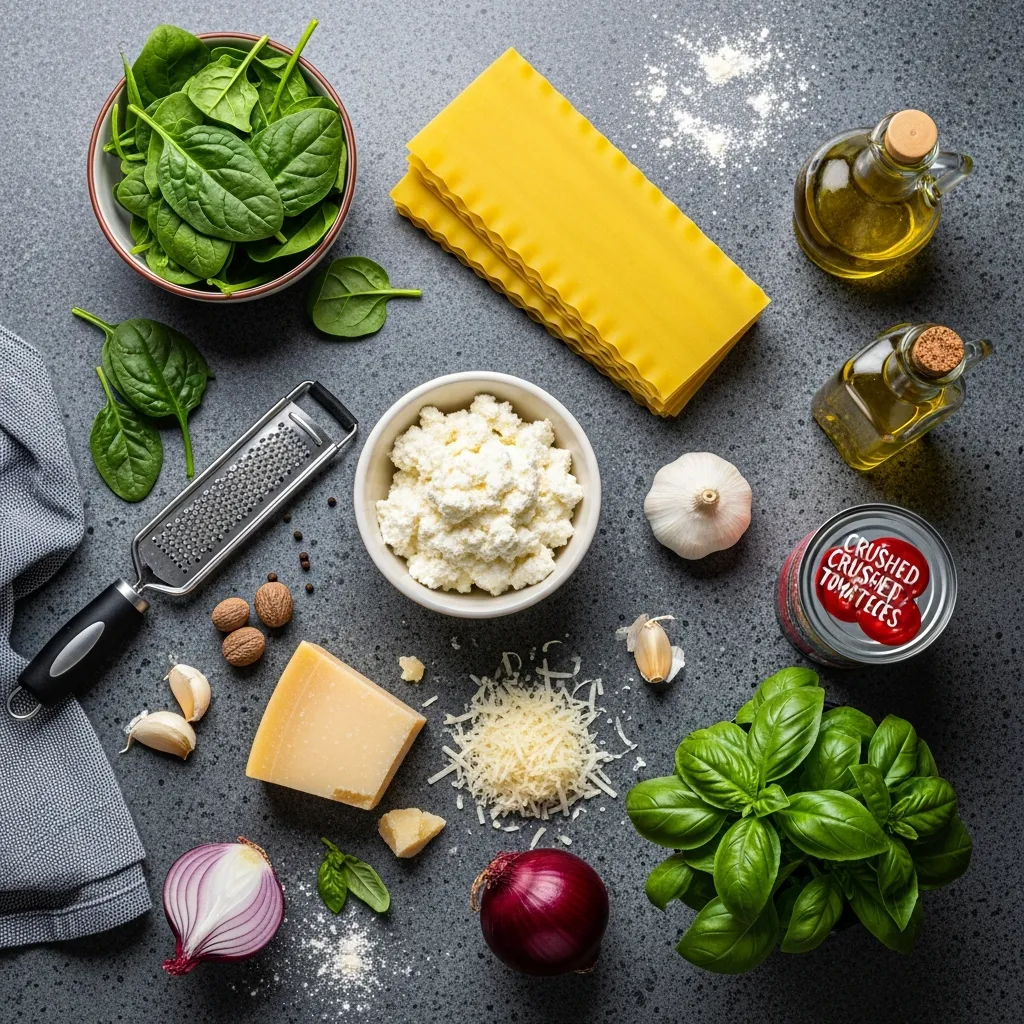 Ingredients for Spinach & Ricotta Lasagna â€” Creamy Vegetarian Classic