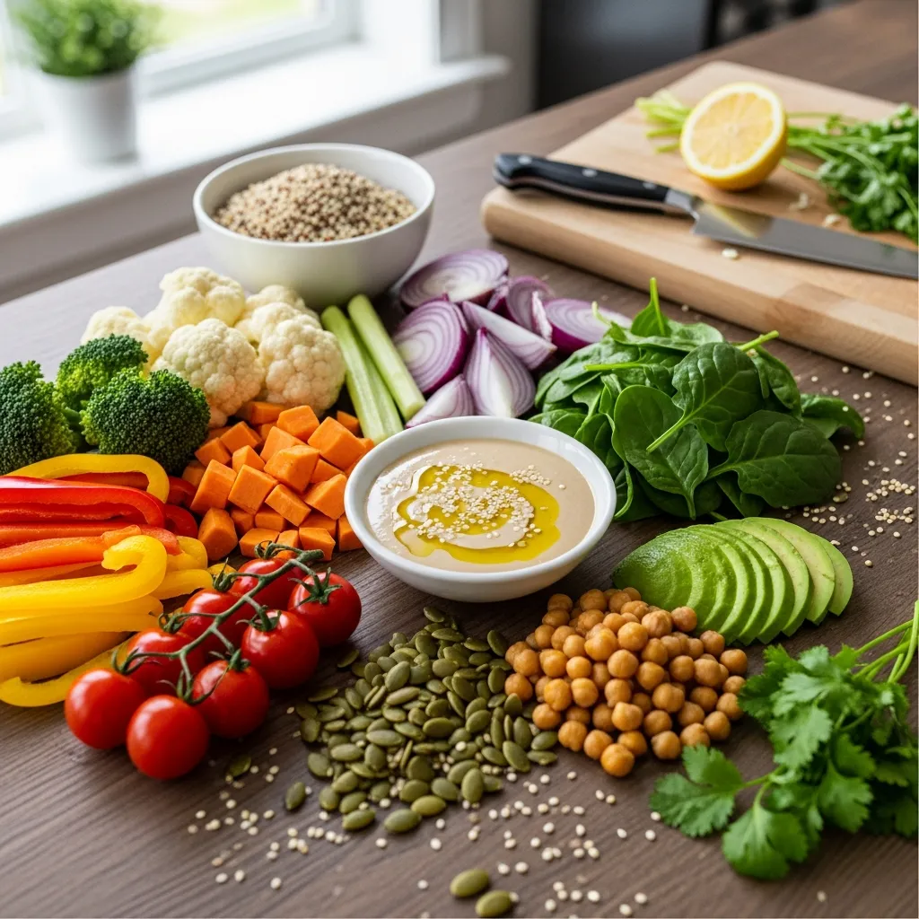 Ingredients for Roasted Vegetable Buddha Bowls with Tahini