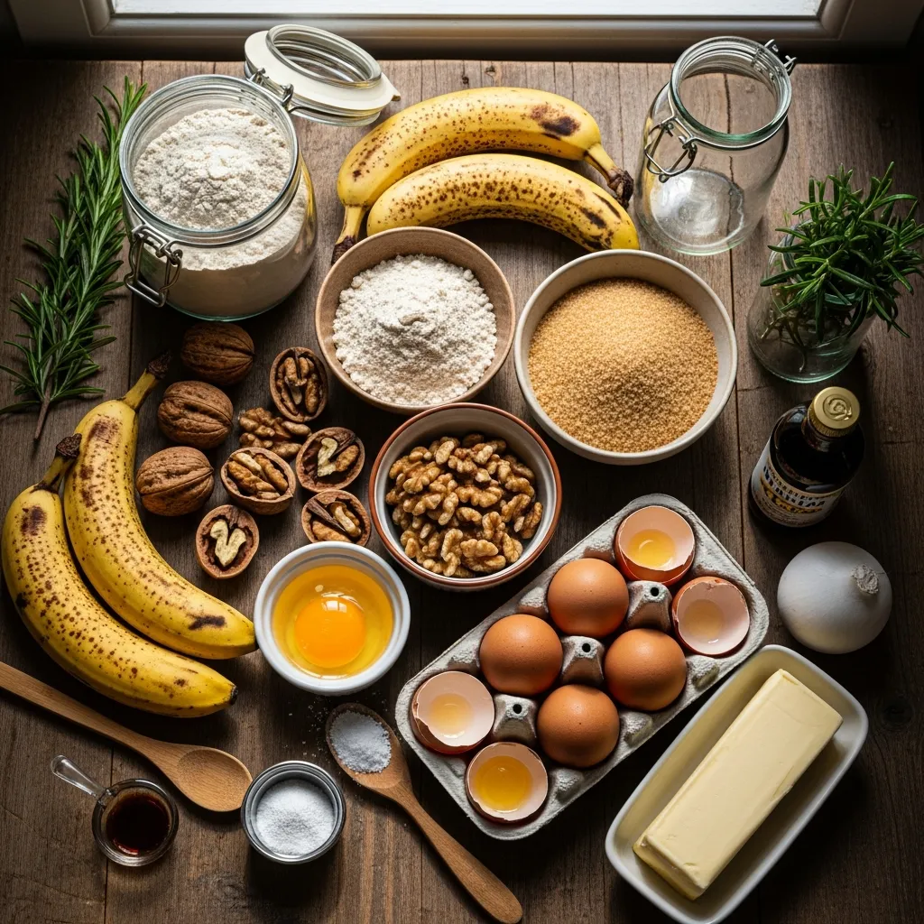 Ingredients for Muffin alla Banana e Noci con Sourdough Discard