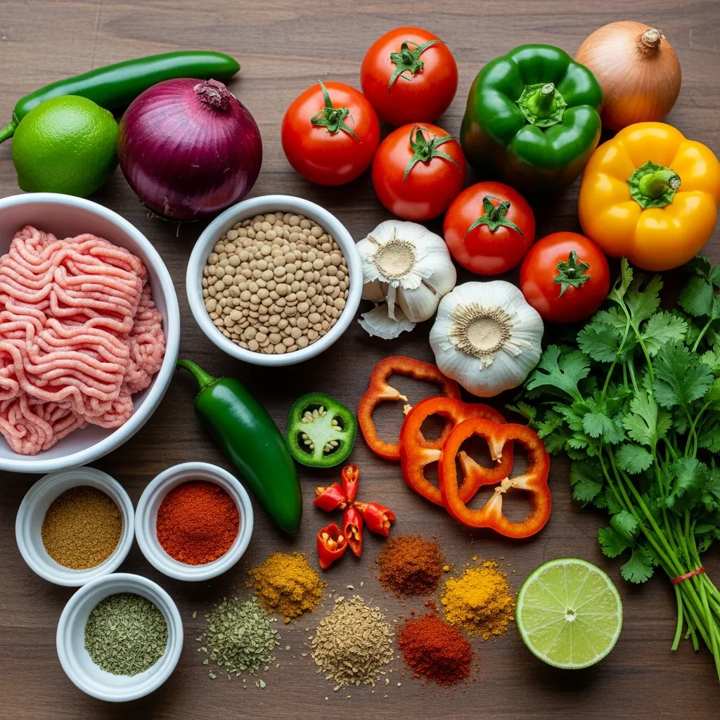 Ingredients for Turkey & Lentil Chili