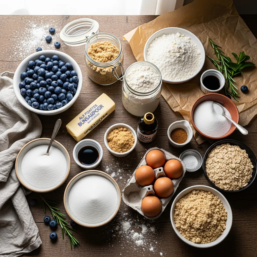 Ingredients for Sourdough Discard Blueberry Crumb Cake