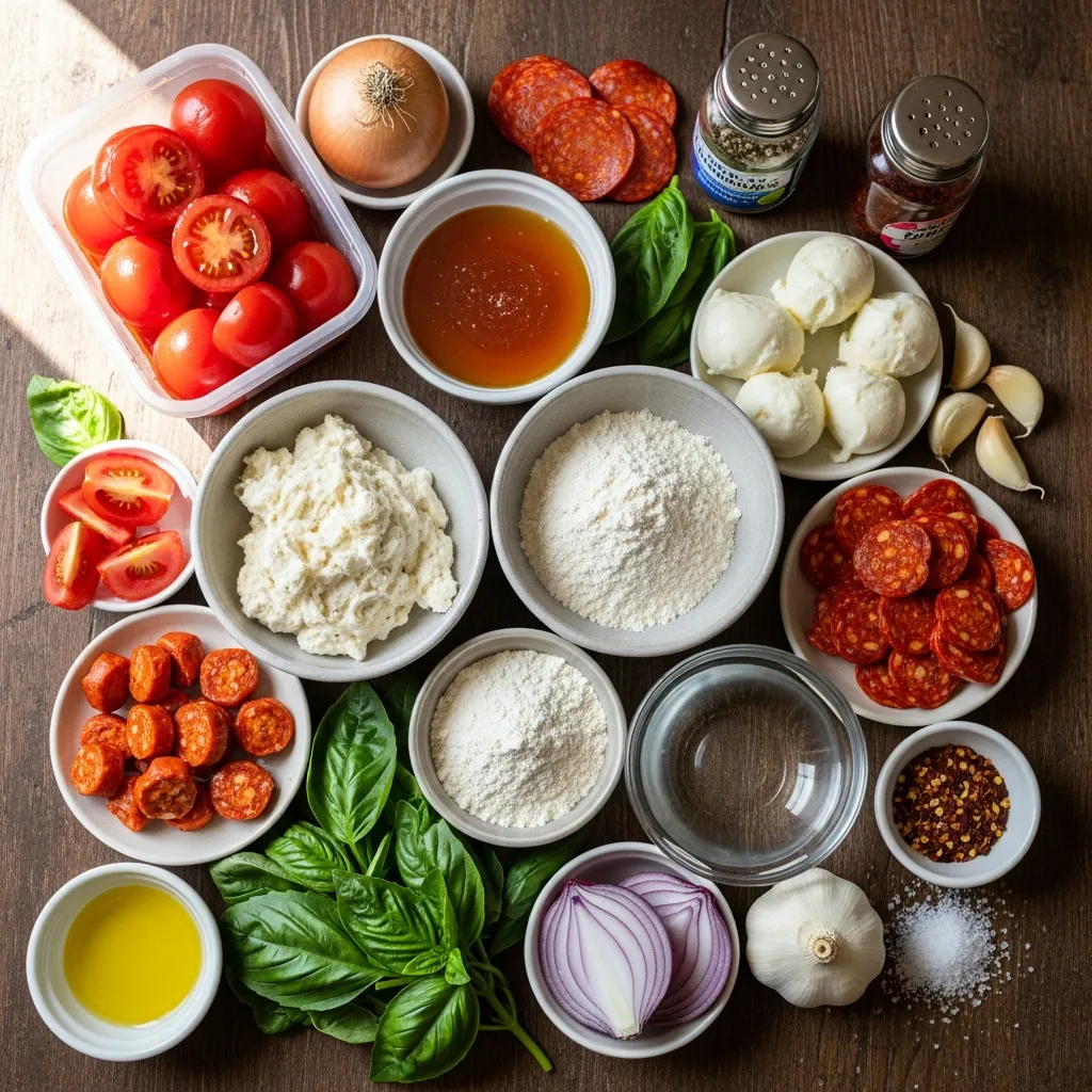 Ingredients for Sourdough Discard Pizza with Hot Honey