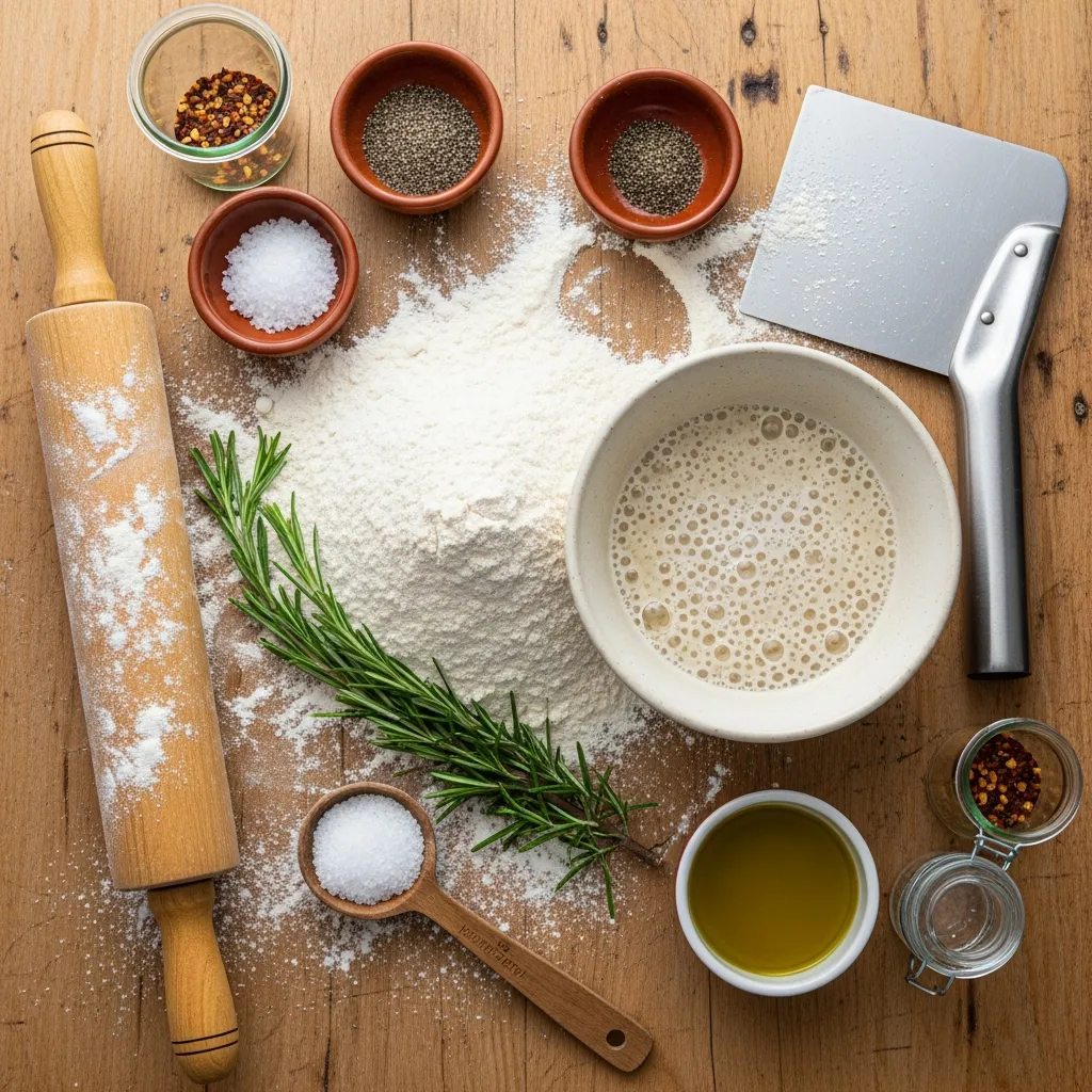 Ingredients for Sourdough Discard Rosemary Flatbread