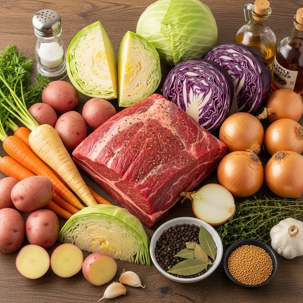 Ingredients for Corned Beef and Cabbage