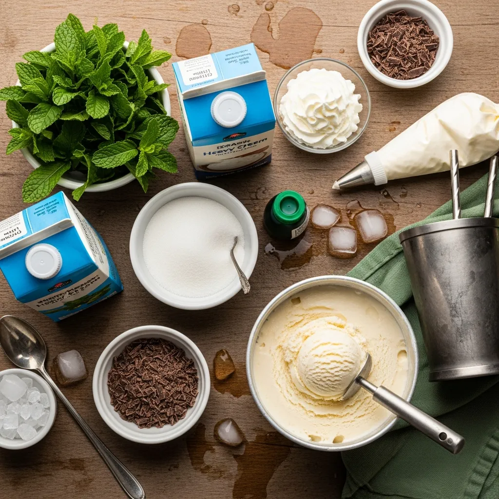 Ingredients for Shamrock Shake (mint milkshake)