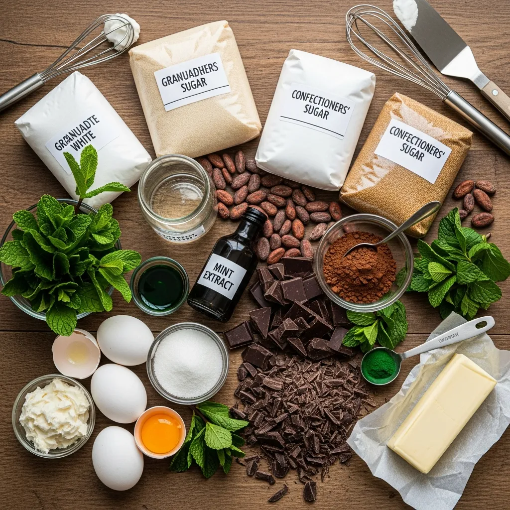 Ingredients for Mint Chocolate Desserts
