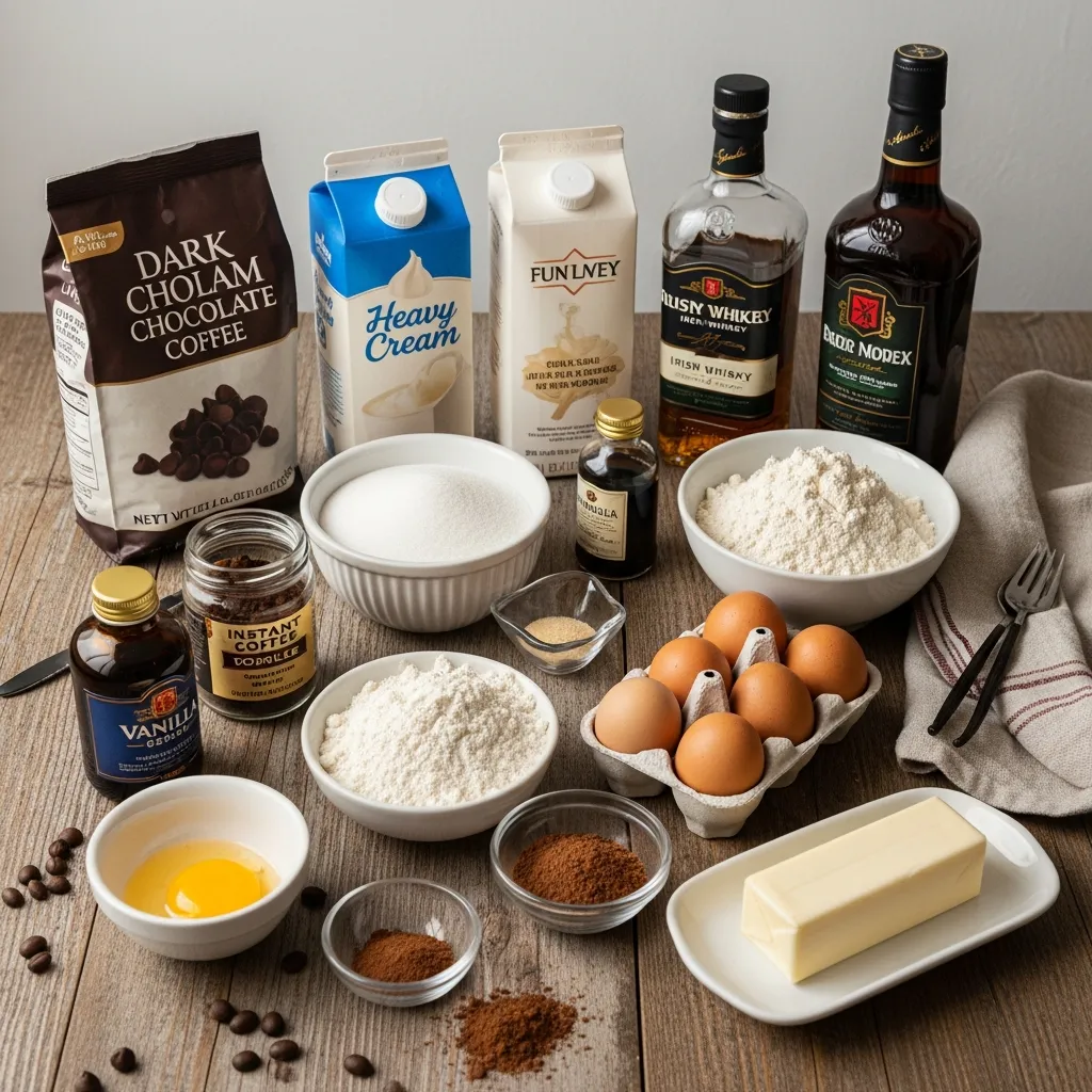 Ingredients for Irish Cream Coffee Brownies
