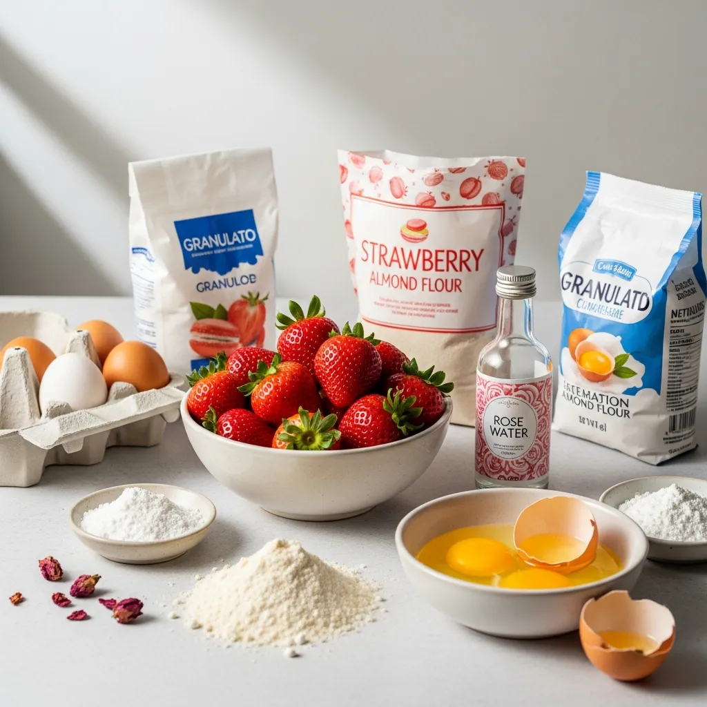 Ingredients for Strawberry Rose Water Macarons