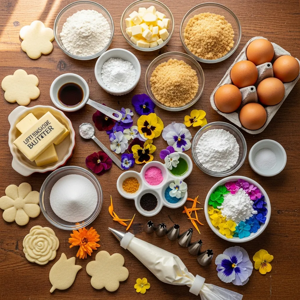 Ingredients for Mother's Day 'Bouquet' Sugar Cookies (Floral Icing)