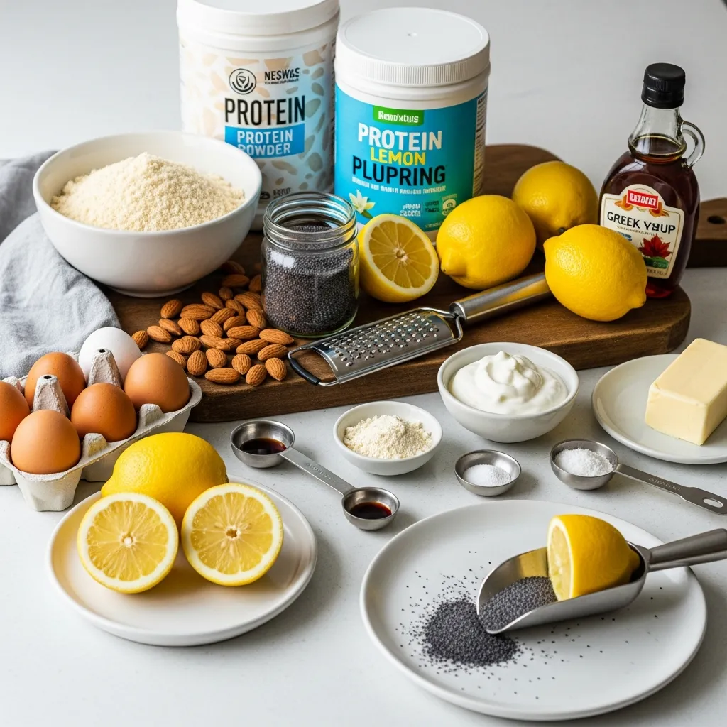 Ingredients for Flourless Lemon Poppy Seed Protein Muffins