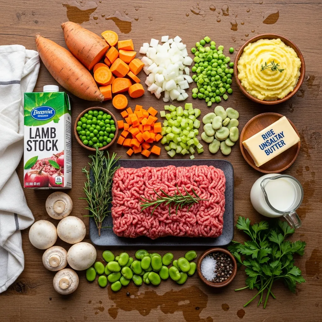 Ingredients for Spring Lamb Shepherd's Pie with Sweet Potato Mash