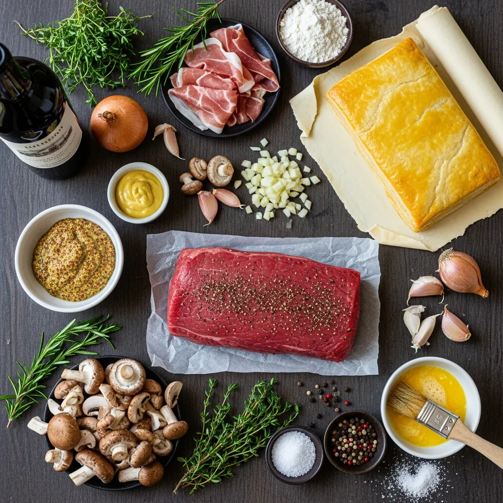 Ingredients for Classic Beef Wellington