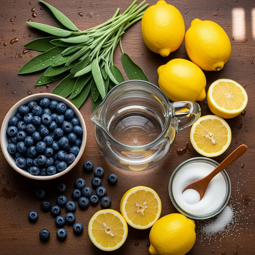 Ingredients for Blueberry Sage Lemonade