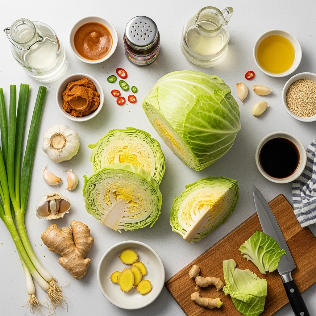 Ingredients for Blistered Miso Cabbage Steaks