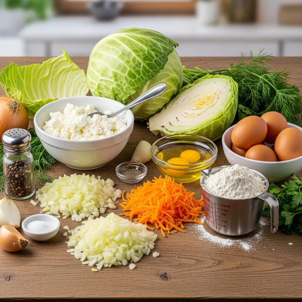 Ingredients for Cottage Cheese Cabbage Dumplings