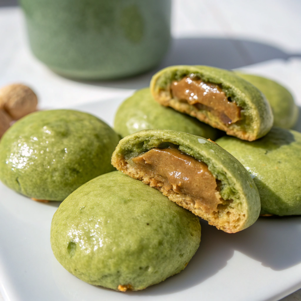 Mochi-Stuffed Matcha PB Cookies